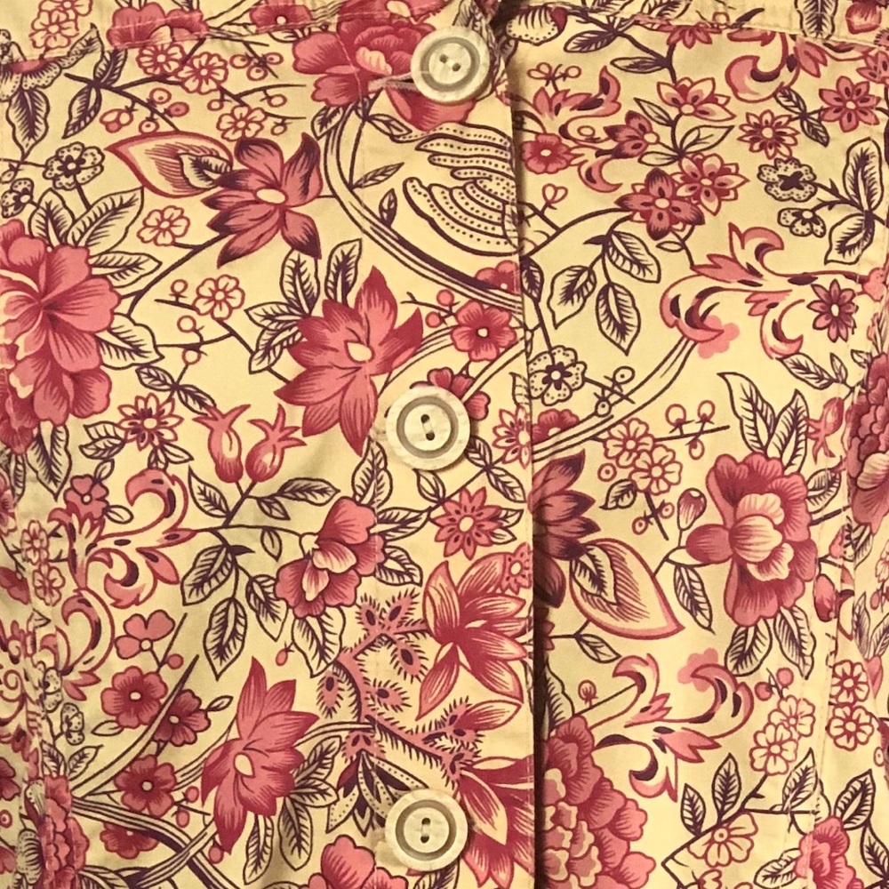Coldwater Creek Yellow Floral Button Down Blouse size Large - Picture 2 of 8